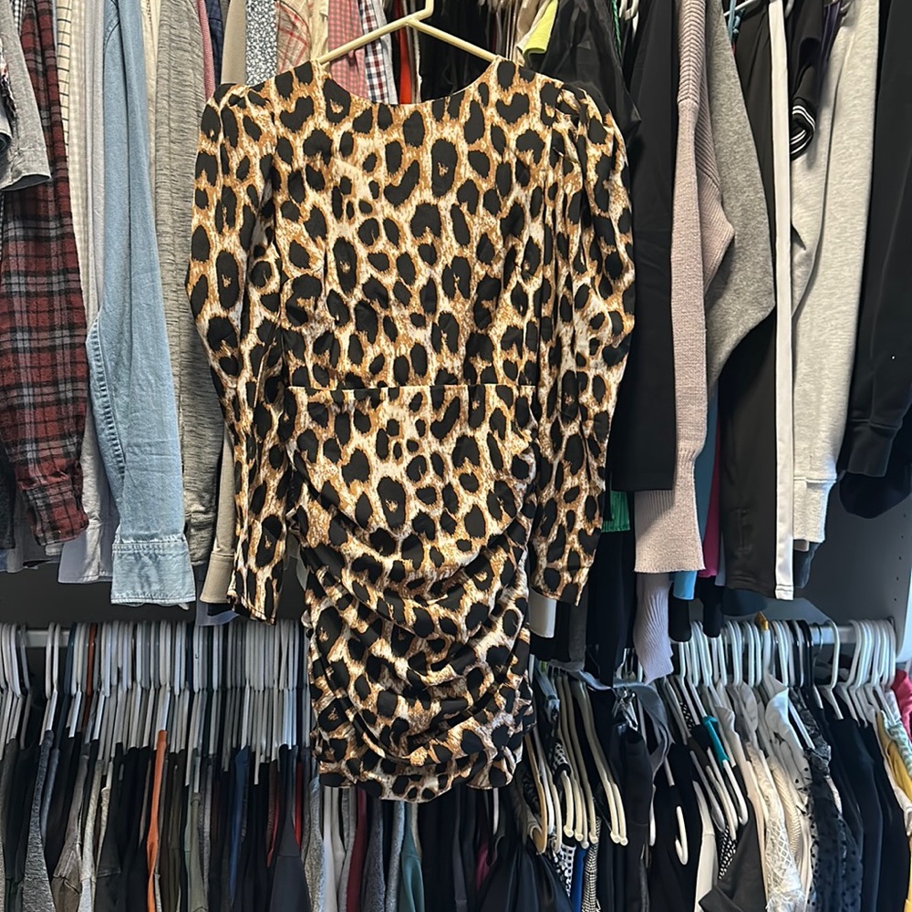 Cheetah patterned long sleeve dress